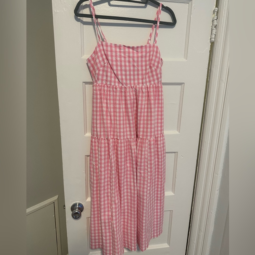 J Crew Midi Gingham Dress